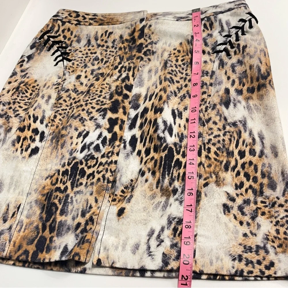 Vintage 90s Y2K BETU Sport animal print skirt size 10 cotton blend skirt unlined